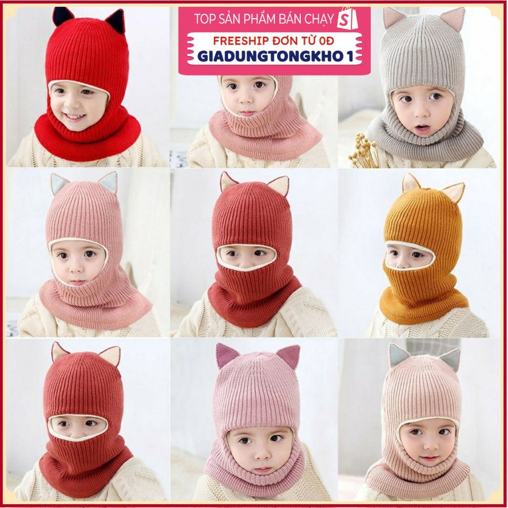 Mũ Lông Cừu Hình Tai MèoGIADUNGTONGKHO1Nón Trùm Đầu Kiêm Khăn Choàng Cổ Lót Vải Lông Cừu Mềm Mại Bảo Vệ Tai Mùa Đông