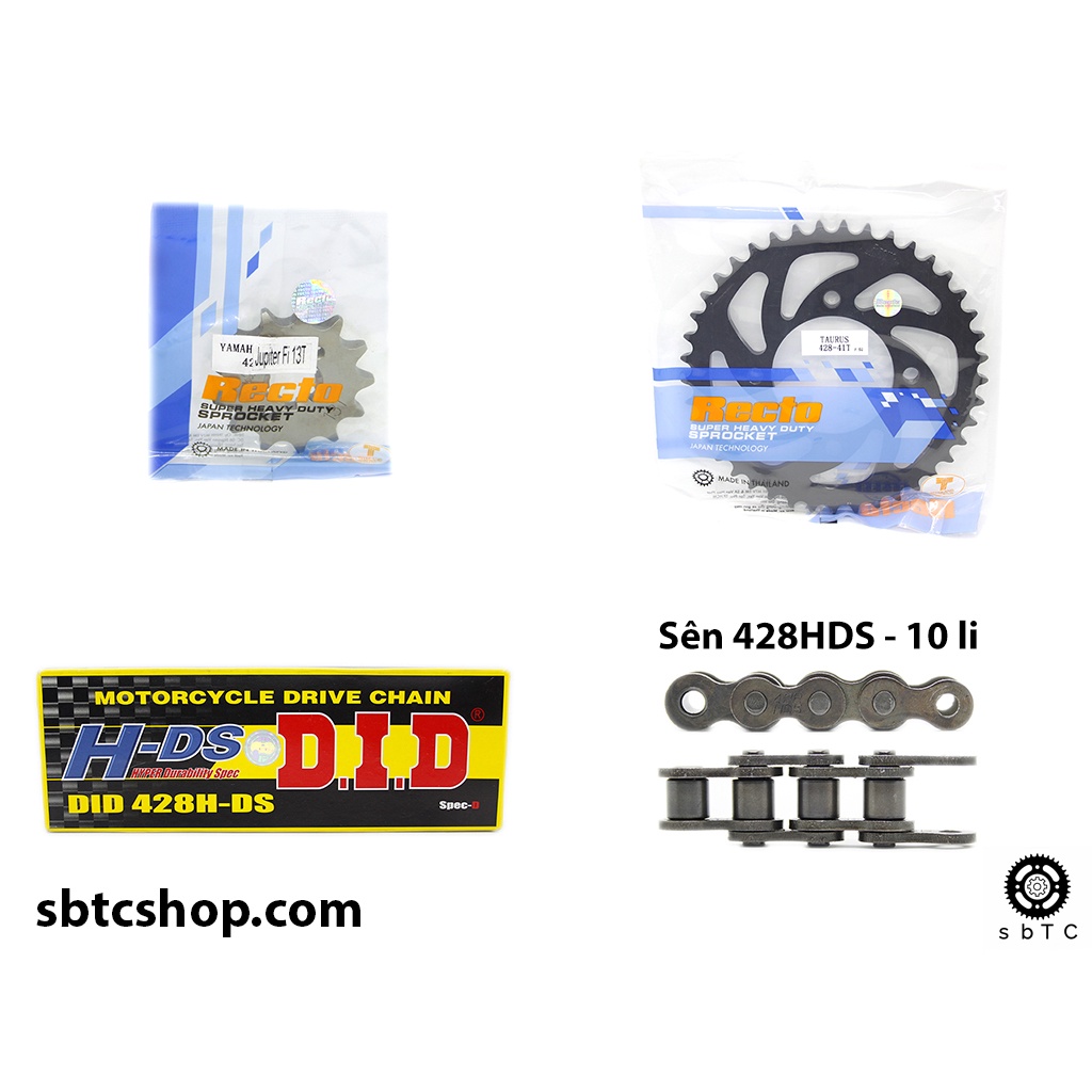 NSD Nhông dĩa RECTO sên DID đen 10 li ly Yamaha Jupiter Fi chính hãng Thái Lan