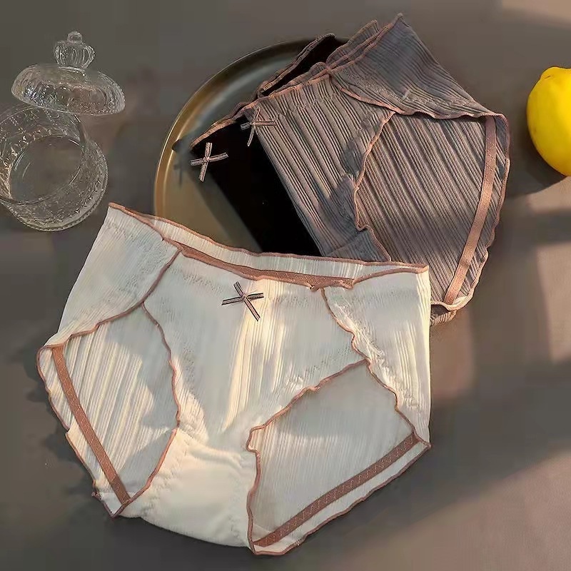 Quần Lót Cotton Không Đường May Thoáng Khí Đính Nơ Phong Cách Hipster Cho Nữ