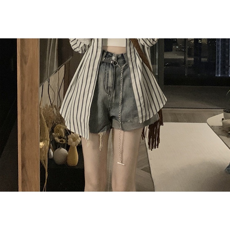 NRVP Áo sơ mi nữ tay dài họa tiết kẻ sọc phong cách Hàn Quốc