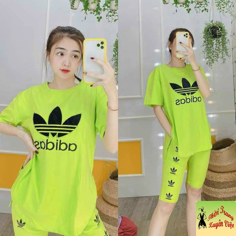 set bộ quần LỬNG áo XẺ TÀ A.D.I.DA được làm từ vải thun 4 chiều phù hợp mặc dạo phố mặc nhà freesize dưới60kg