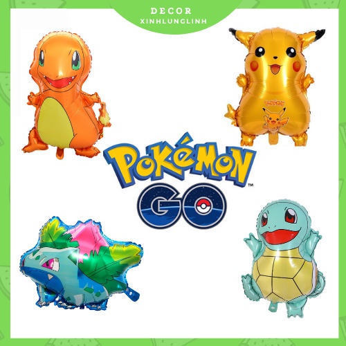 Bóng Bay Hình Pokemon, Rùa, Ếch, Pikachu, Rồng lửa xinh xắn bong bóng dùng trang trí sinh nhật, tiệc, party cho trẻ em