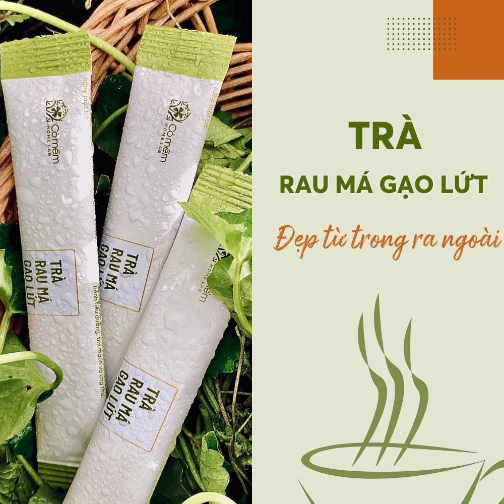 Hộp Trà Rau Má Gạo Lứt Cỏ Mềm 50gr - Tác Dụng Dưỡng Nhan, Khoẻ Đẹp Từ Bên Trong - Hộp 10 gói