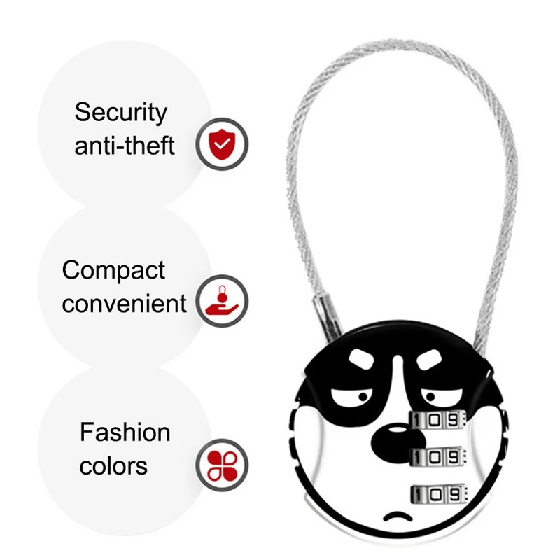 Ổ Khóa Dây Thừng Mini Chống Trộm Kiểu Hoạt Hình Sáng Tạo Tiện Dụng Mang Theo Du Lịch