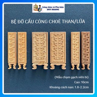 Bệ đỡ cầu cóng lồng choè than/lửa bằng tre - mẫu chạm Gạch viền bi 10cm - phụ kiện lồng chim DUY KHANG