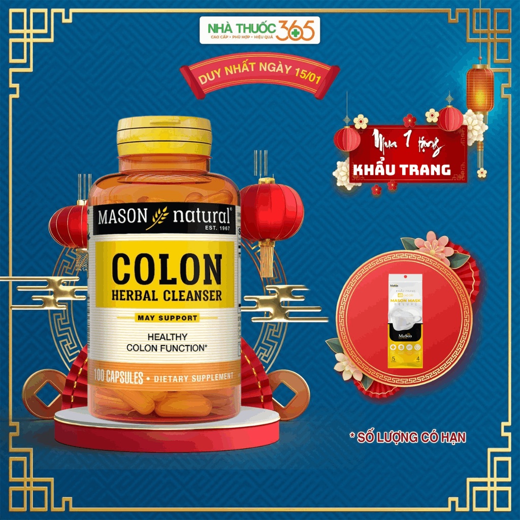 Viên Uống Hỗ Trợ Chức Năng Đại Tràng Mason Natural Colon Herbal Cleanser 100 Viên