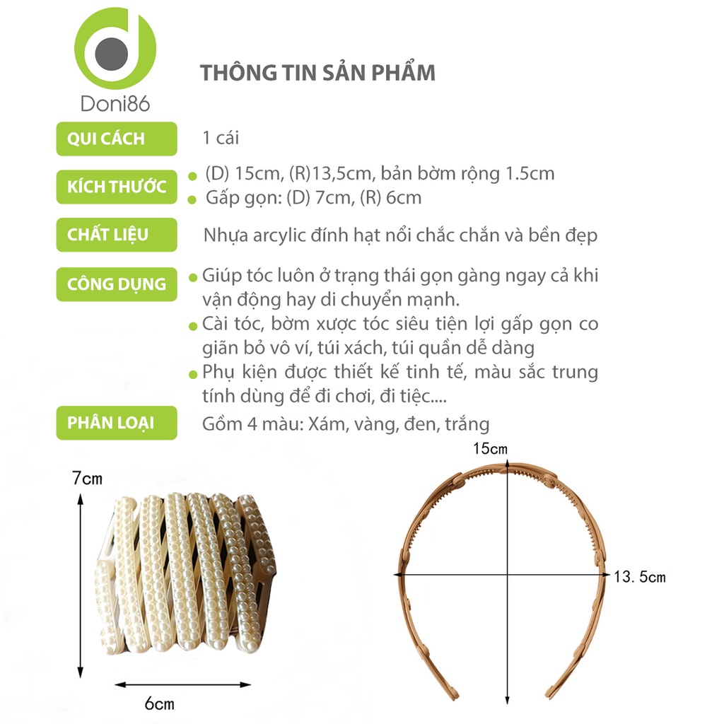 Cài tóc gấp gọn tiện dụng, màu sắc đa dạng, bền bỉ, không gây rụng tóc - Doni - DOPK312