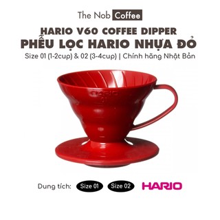 Phễu lọc cà phê V60 Hario nhựa đỏ (size 01 - 02)