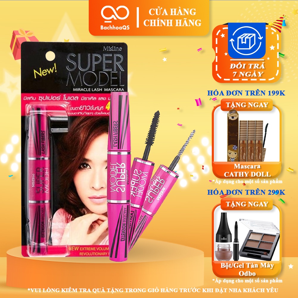 Mascara làm dày dài mi Mistine chuốt mi 2 đầu lâu trôi chống nước hàng Thái Mistine Super Model