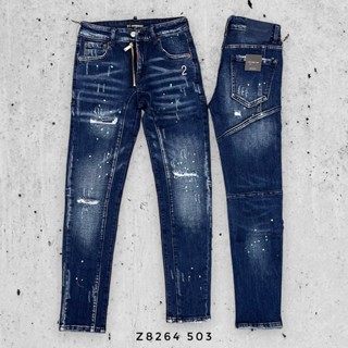 Quần dsq biker hàng ĐẸP xanh đậm mới nhất thị thường, quần bò côn DSQ 2 xanh đậm khóa cr7 mã sản phẩm 8264