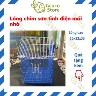 Lồng chim sơn tĩnh điện mái nhà nhúng mũ (không bao gồm máng hứng phân , hủ đựng thức ăn và cây đứng)