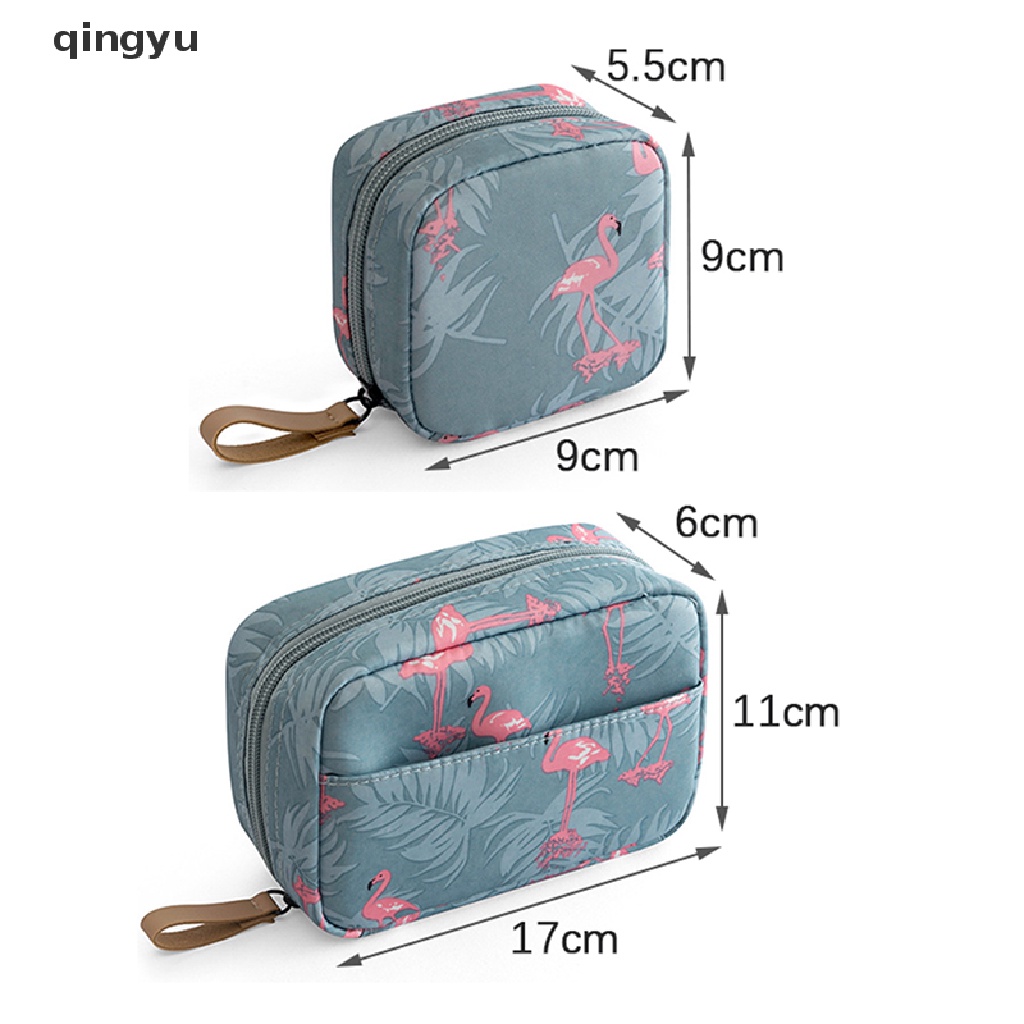 Túi Đựng Mỹ Phẩm Du Lịch Mini Màu Trơn Hình Hồng Hạc / Xương Rồng