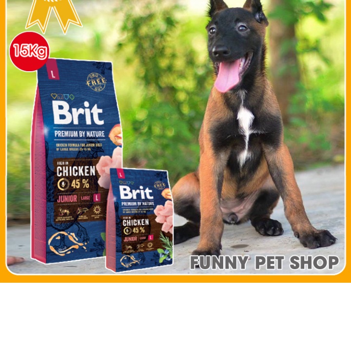 Thức Ăn Cho Chó Malinois Từ 1-24 Tháng Tuổi | Thức Ăn Hạt Cho Chó Becgie Bỉ Brit Premium by Nature Junior L