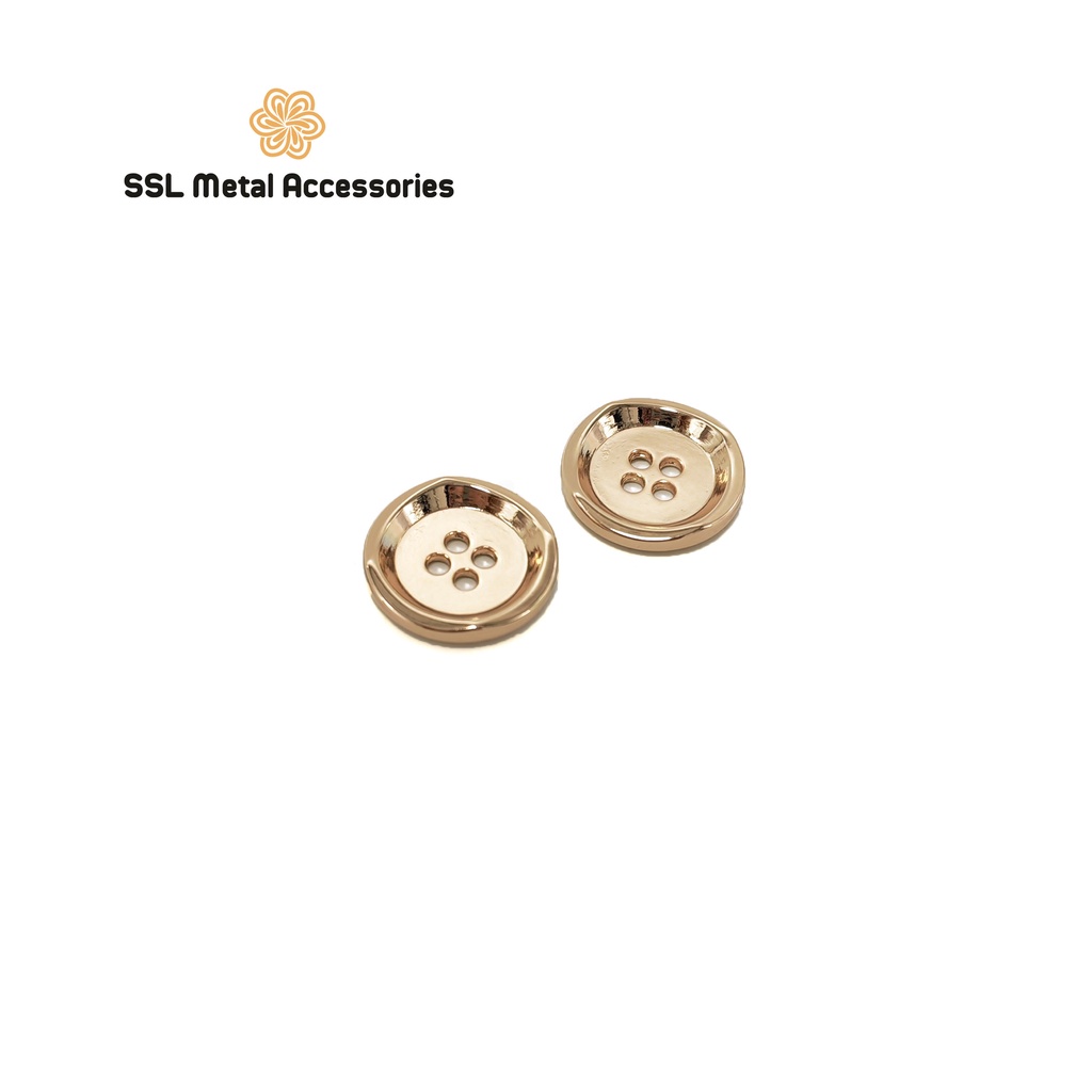 Cúc áo kim loại cao cấp hình tròn 4 lỗ dùng cho áo sơ mi, áo thời trang, áo dạ  JLZ-221215-1/ JLZ-221215-2 15mm và 18mm