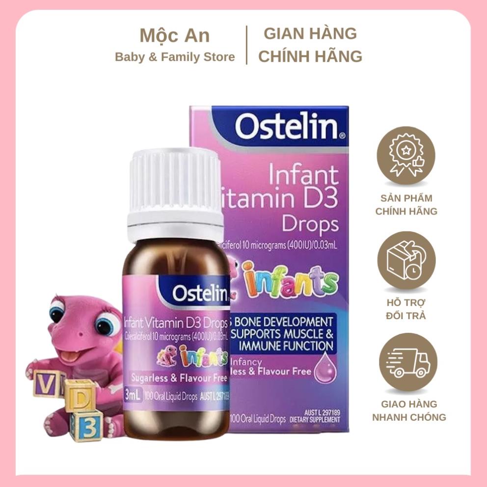 Ostelin Vitamin D3 Liquid - Vitamin D3 Drops Cho Trẻ Sơ Sinh Và Trẻ Nhỏ, Ngăn Ngừa Còi Xương, Tăng Cường Miễn Dịch