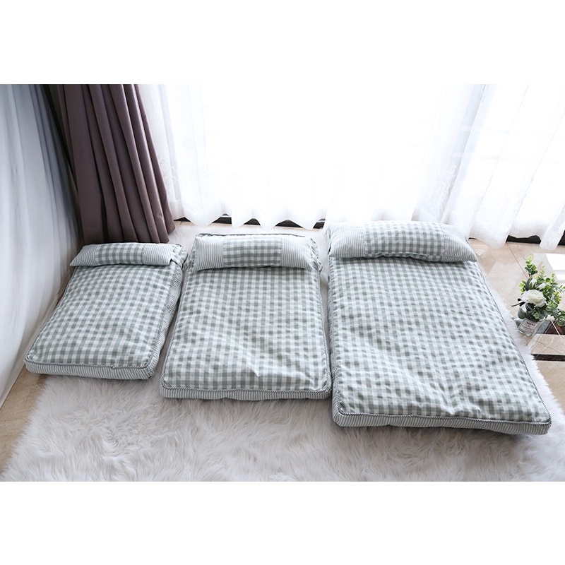 Nệm caro cao cấp cho chó mèo kèm gối kích thước lớn 80x55x8cm