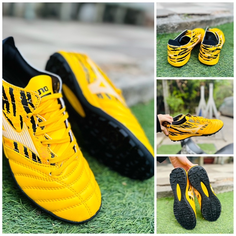 Giày đá bóng chuyên sân cỏ nhân tạo đế tf mizuno neo3 hổ vằn vàng 2023