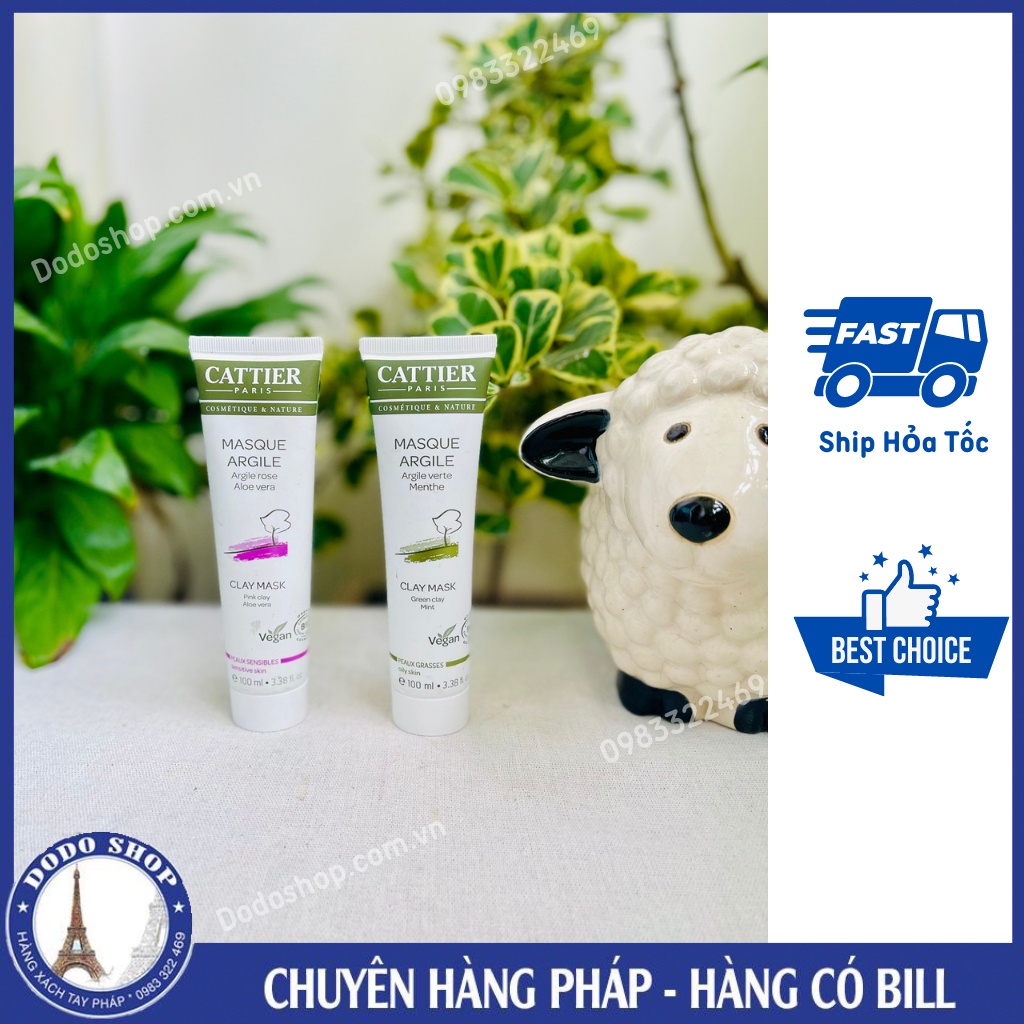 Mặt nạ Cattier đất sét thải độc, hút dầu thừa, dưỡng da, se khít lỗ chân lông