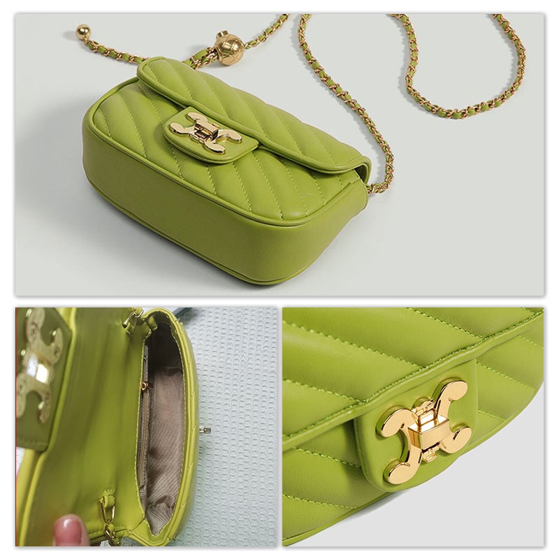 Mischa Túi Xách Da PU Màu Trơn Phối Dây Xích Đeo Vai Sành Điệu Dễ Phối Đồ