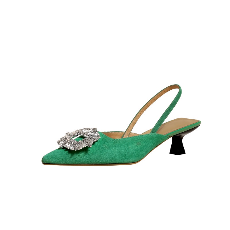 【EVEANOBQY】Giày Cao Gót 3cm 3cm Mũi Nhọn Đính Đá Thời Trang Cho Nữ