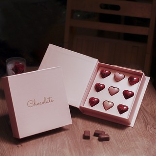 Socola Valentine Tiểu thuyết tình yêu SO09 Hồng - Hộp 9 viên tim chocolate 14/2 tặng valentine cho người thương