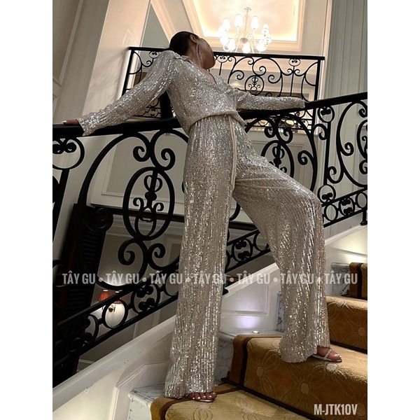 Jumsuits áo liền quần tay dài đi tiệc lấp lánh sang trọng Jessier - Tây Gu | BigBuy360 - bigbuy360.vn