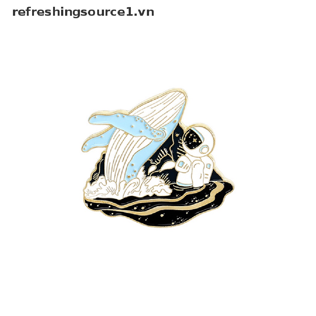 Bộ 5 Huy Hiệu Cài Áo Hình Phi Hành Gia / Cá Voi Tráng Men Độc Đáo 1.vn