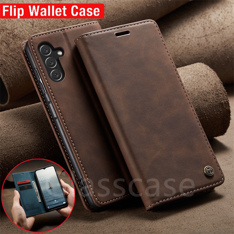 Ốp Lưng Cho Samsung Galaxy S24 S 24 S23 Fe Plus Ultra S24Fe S24plus S24 + S24Ultra Flip Matte Da PU Vỏ Điện Thoại Khe Cắm Thẻ Ví Giá Đỡ Vỏ Bảo Vệ Chống Sốc