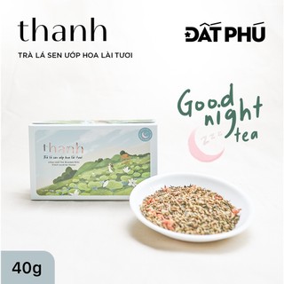 Trà lá sen ướp hoa lài đất phú, thanh, hộp giấy, dạng gói 40g, giúp ngủ ngon