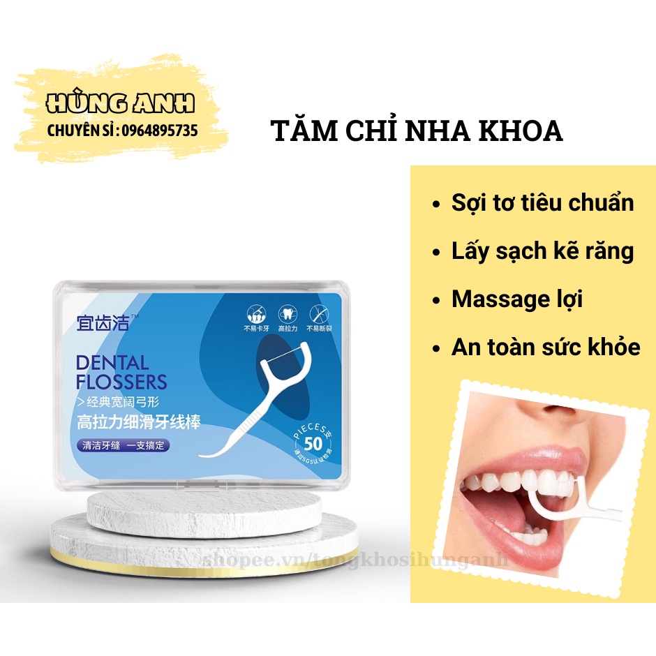 Tăm Chỉ Nha Khoa Vệ Sinh Răng Miệng, Chỉ Nha Khoa Hộp 50 Chiếc HA001