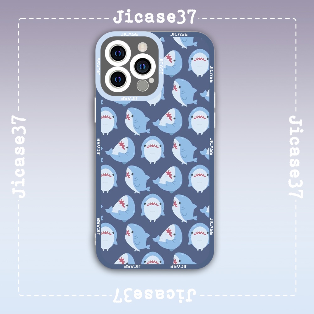 Ốp lưng iphone cạnh vuông Jicase Cá Mập Con Chibi Shark Cute Art 8plus/x/xs/11/12/pro/max/plus/promax