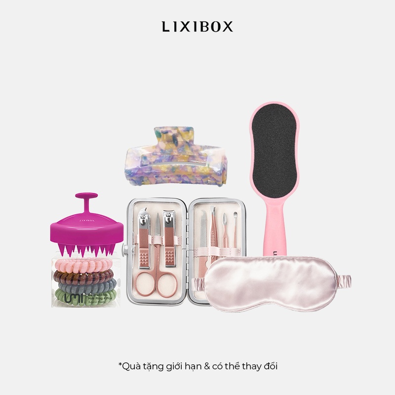 [HB Gift] Combo Thanh Chà Gót, Lược, Kẹp Tóc, Cột Tóc, Bịt mắt, Set làm móng Lixibox