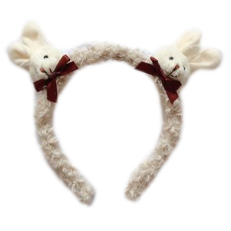 Flgo Băng Đô Cài Tóc Lông Xù Hình Gấu / Thỏ Hoạt Hình Đáng Yêu Dành Cho Nữ