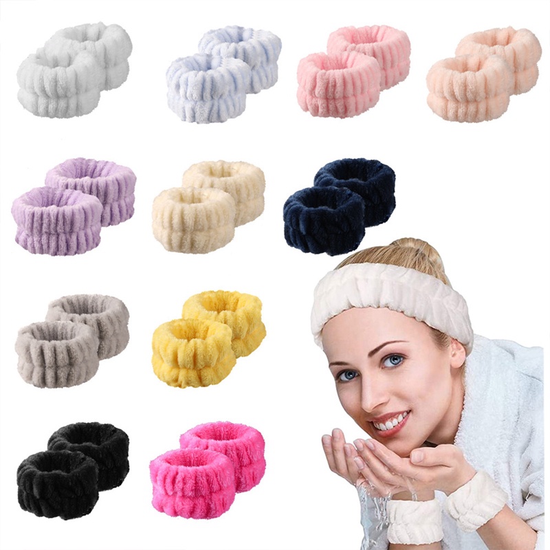 Coral fleece Spa Washband cuffs soft Absorbent Wristbands Wrist Wash Towel Band for Women