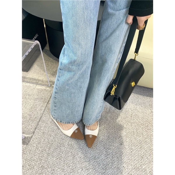 Giày búp bê phối da phối màu