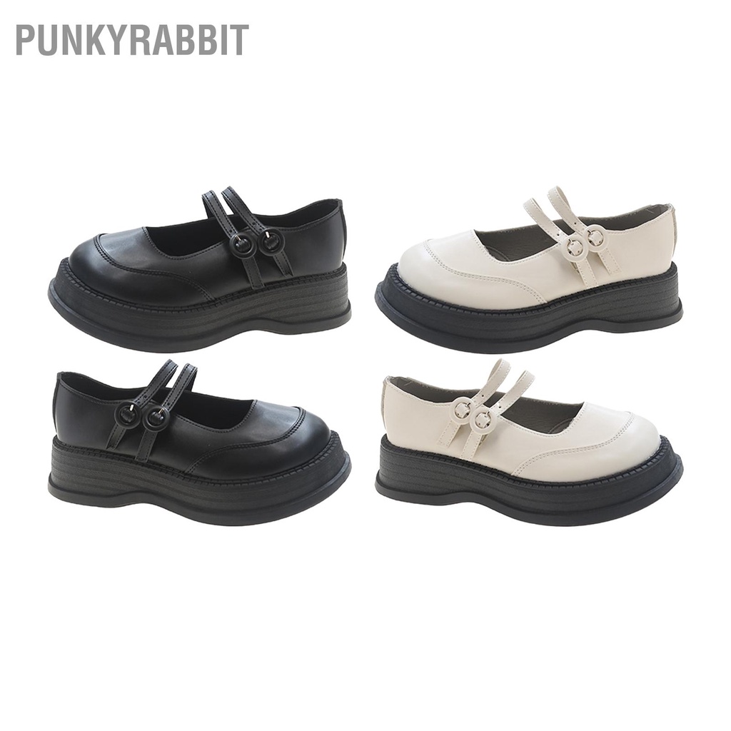 PunkyRabbit Bé Gái Giày Da Vintage Có Thể Điều Chỉnh Lớp Lót Mềm Mại Mũi Tròn Chống Trơn Trượt Thời Trang Mùa Thu Cho Nữ