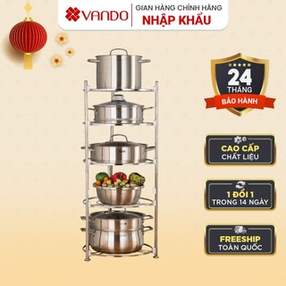 Kệ Để Nồi Chảo VANDO Inox SUS 304 Cao Cấp Giá Để Đồ Nhà Bếp Nhiều Tầng Thông Minh Hiện Đại
