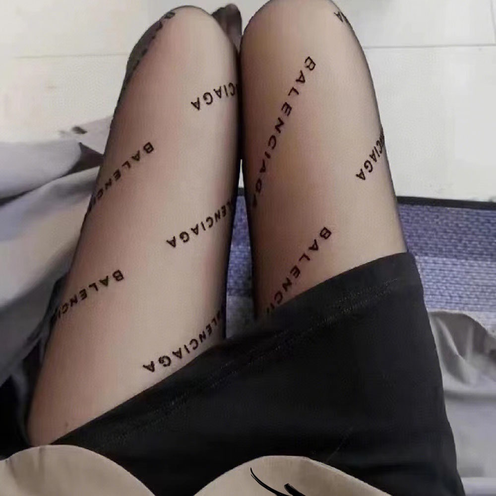 Hàng Có Sẵn Quần Tất Legging Dài Siêu Mỏng Co Giãn Họa Tiết Chữ Freesize Lolita