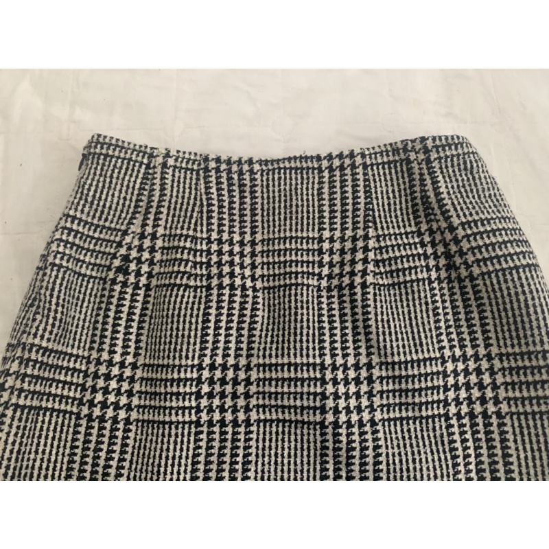 Chân váy bút chì V826 form ngắn caro phối răng sói xẻ gấu 1 bên chất dạ dày dặn 2hand Nhật si tuyển ảnh thật