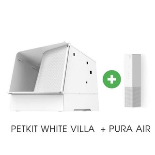 White villa petkit- nhà vệ sinh, bồn vệ sinh kín, khay cát vệ sinh 2 cửa cho mèo