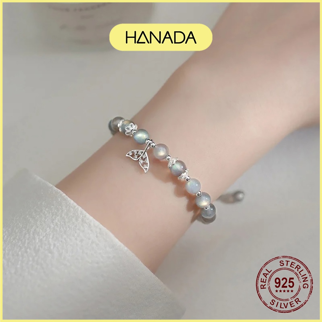 Lắc Tay Bạc 925 Hanada Đá mặt trăng đuôi cá 0221 K15