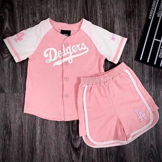 bộ bóng chày MLB hồng cá tính cho bé