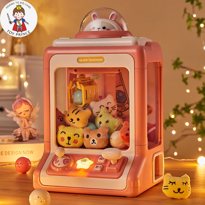 MÁY GẮP THÚ BÔNG THỎ CON MINI RABBIT MACHINE KÈM 10 THÚ BÔNG 10 QUẢ CẦU PHÁT NHẠC ĐÈN DÀNH CHO BÉ