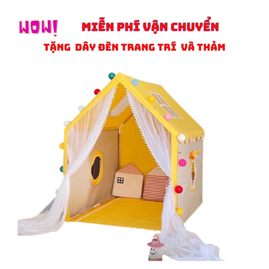 Lều Cho Bé Ngủ Chơi - Lều Hoàng tử Công Chúa TẶNG THẢM VÀ ĐỀN TRANG TRÍ