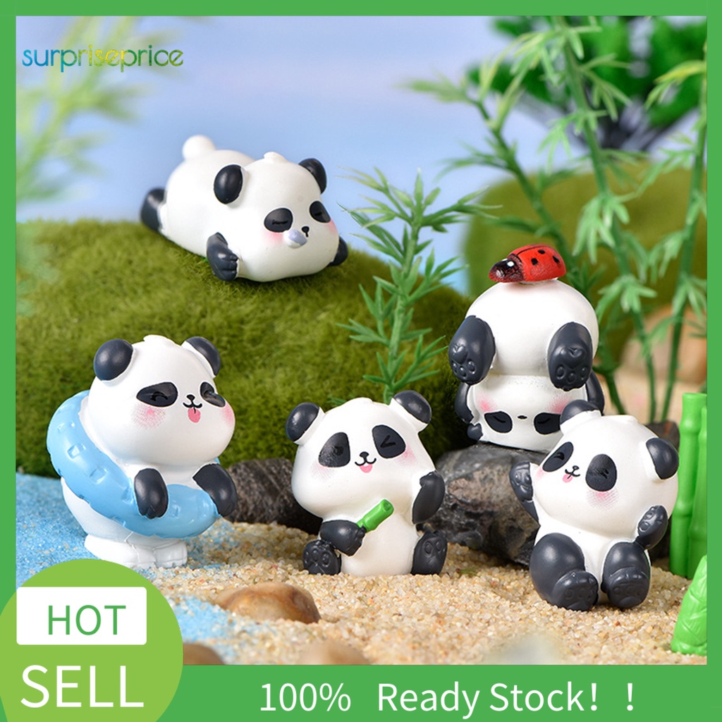 Mô Hình Gấu Trúc Hoạt Hình Bằng Nhựa Resin Dễ Thương Trang Trí Sân Vườn