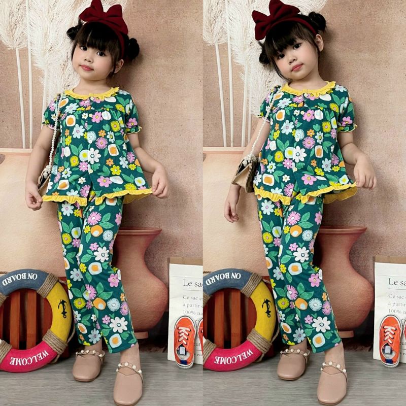 Bộ Bé Gái Áo Cộc Tay Quần Dài Cotton Xuất Dư 12-24kg Đồ Bộ Áo Cộc Tay Quần Dài Bé Gái Thu Đông Đồ Bộ Bé Gái