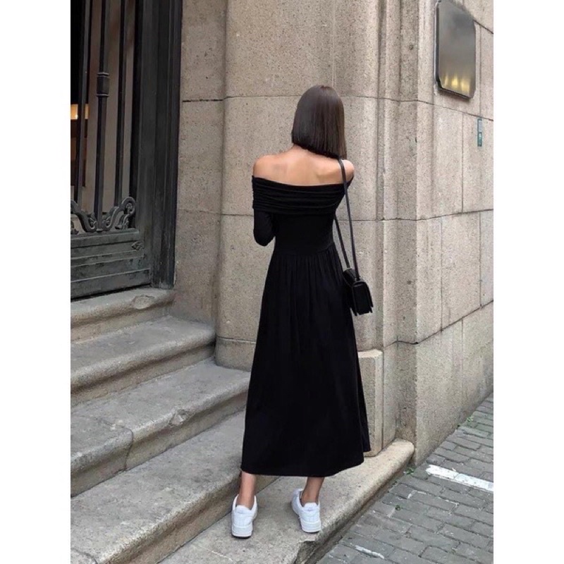 VÁY TRỄ VAI TRƠN LEN TĂM DÁNG DÀI VTVDDT