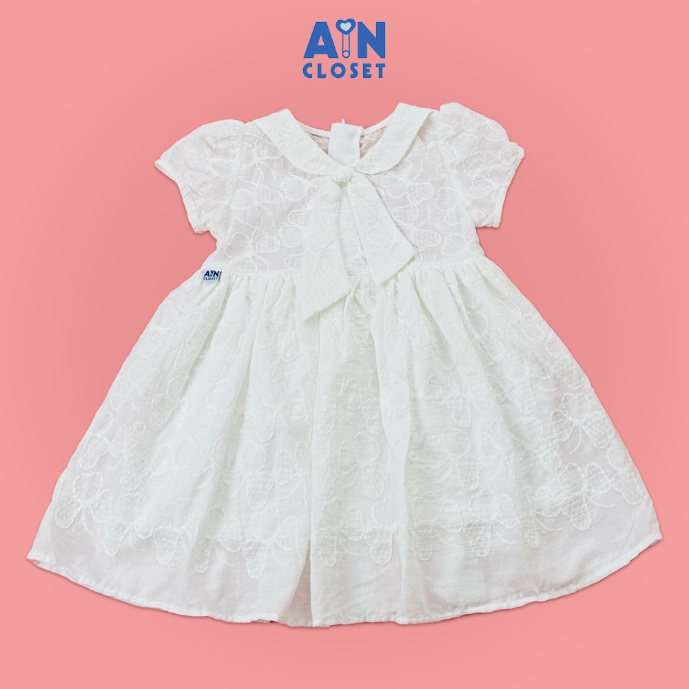 Đầm bé gái họa tiết hoa Thêu Trắng cotton boi - AICDBG8PBQOU - AIN Closet