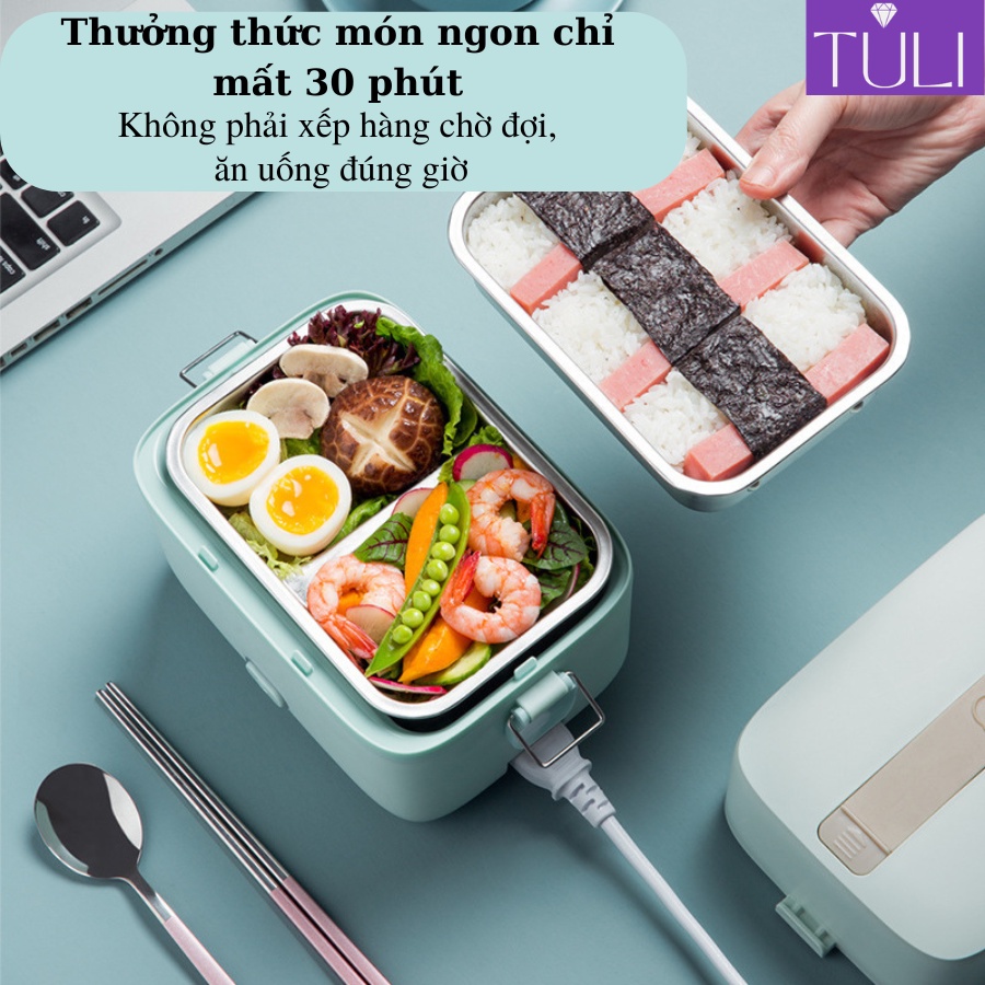Hộp cơm điện cầm tay mini đa năng thông minh chính hãng 2 tầng Bear DFH-B12E1, giữ nhiệt tốt dùng cho cá nhân, BH 18th