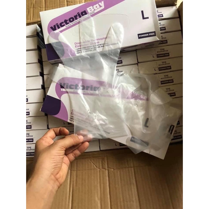 Size M, L  - Hộp 100 Găng Tay Siêu Dai Victoria Bay Sử Dụng Cả Năm